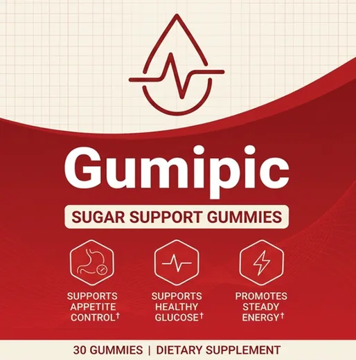 A bottle of Gumipic Sugar Support Gummies